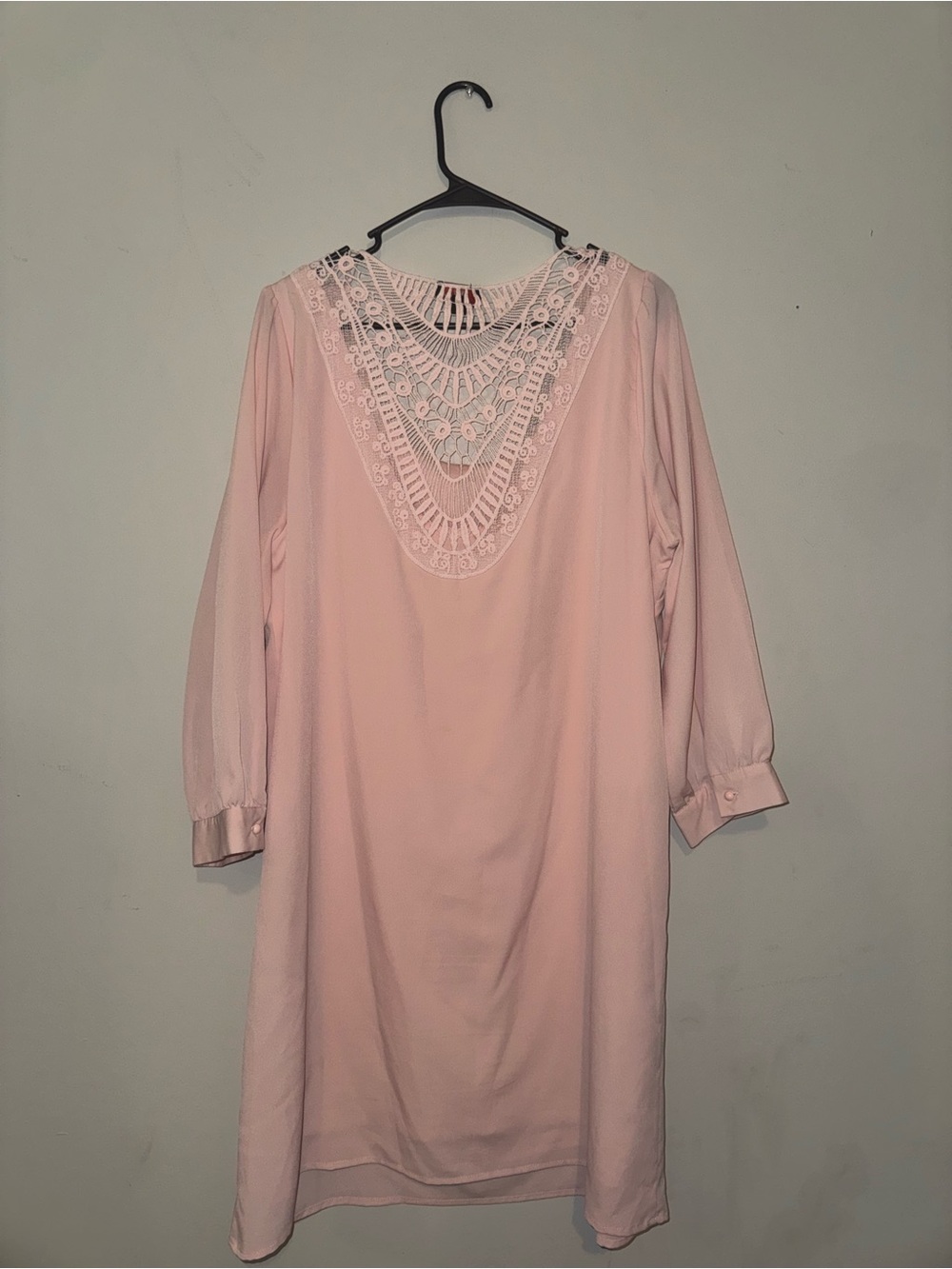 Women's Pink Lace-Trim Tunic Top